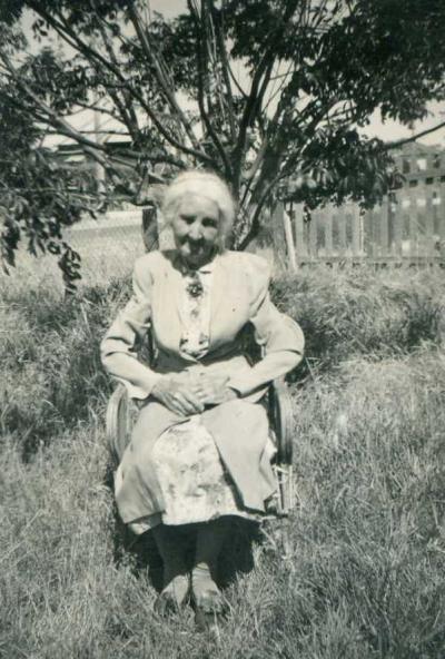Grandma – Maria Martha Magowan in her front yard at Bishopgate Street