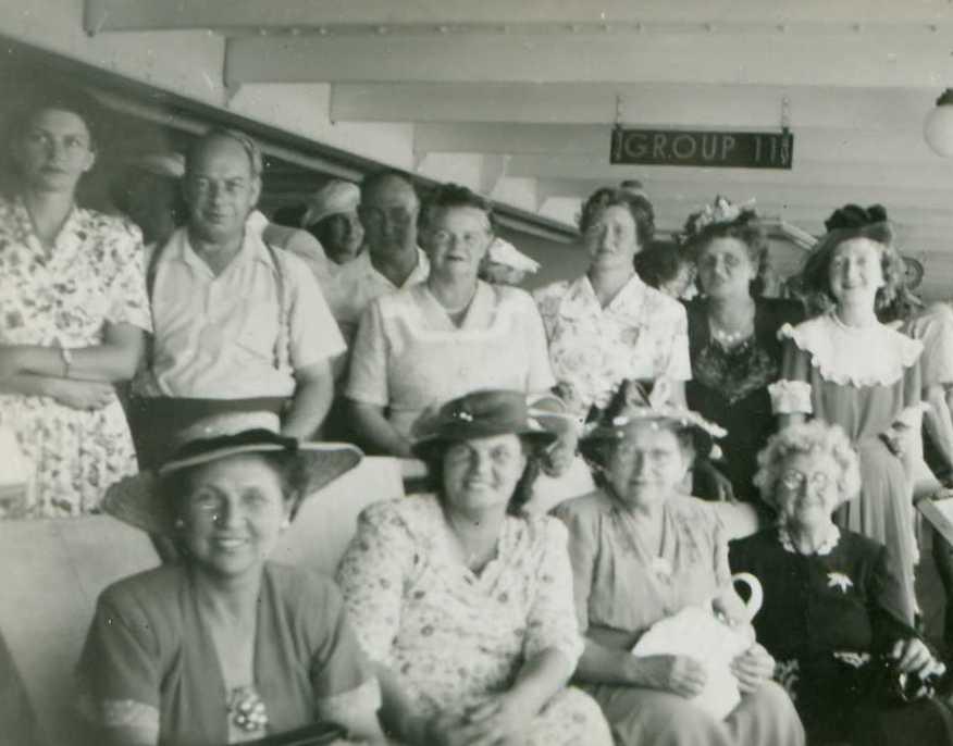On board the ‘Orcades’ My mother to the right with Mrs Hyde on her right.