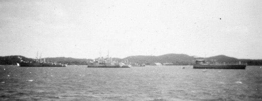 Mothballed ships of the Navy in Cockburn Sound. Garden Island to the rear.