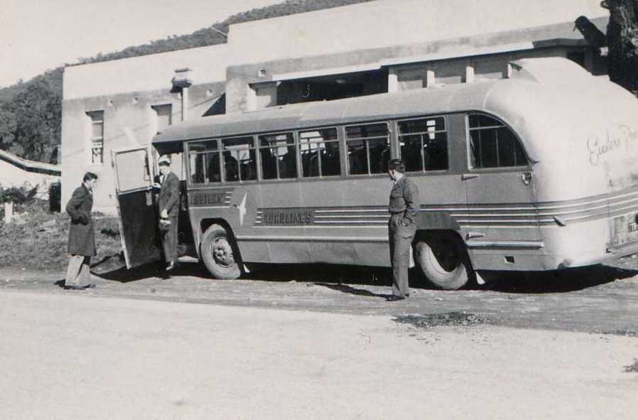 Our bus at Mount Beauty Hotel – George to right