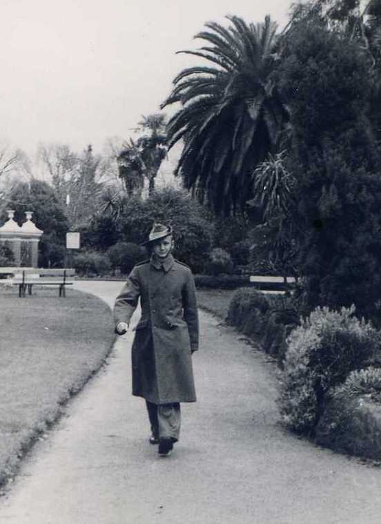 A soldier in the Albury gardens