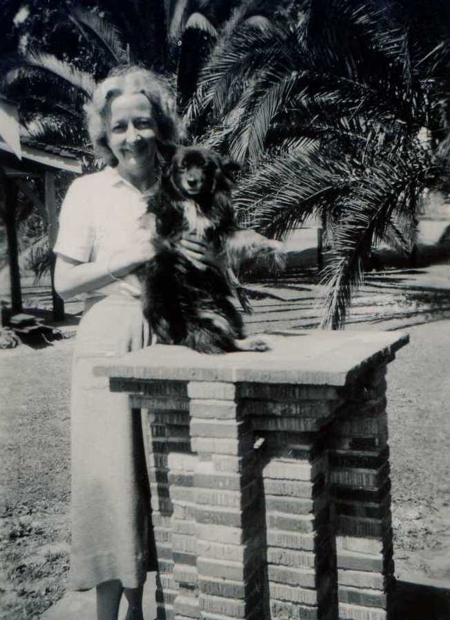 Mum with dog Lucky – in Park opposite