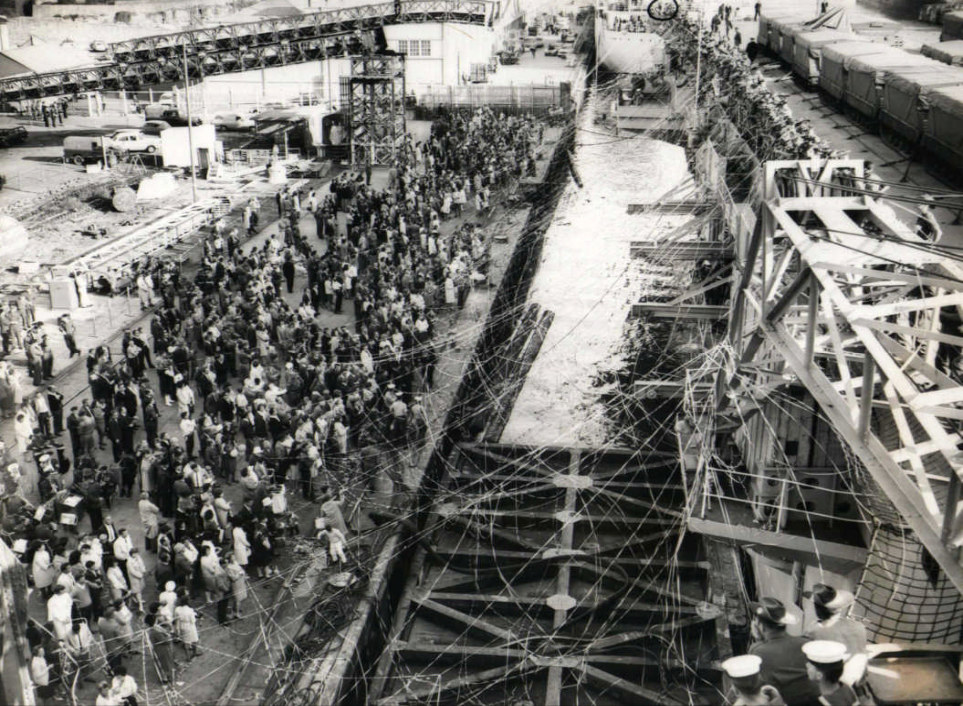 Sergeant Stan Campbell and Sapper Brian Firns escort our stores and equipment to Vung Tau, SouthVietnam (Stan and Brian circled – centre top)