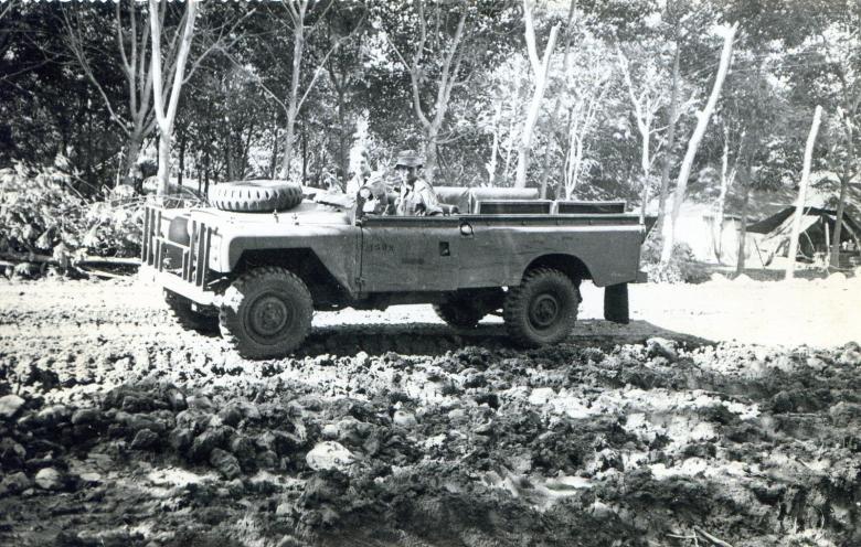 Our sand-bagged Landrover; Corporal Peter Clarke