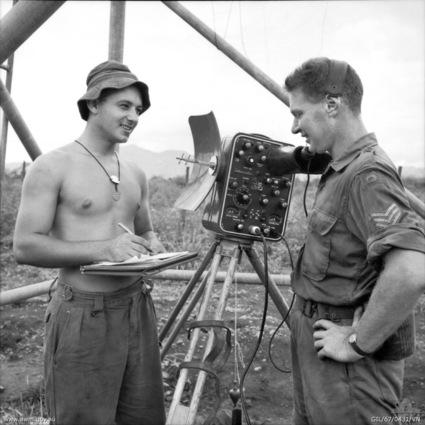 Cpl Peter Clarke (our orderly room clerk) and Sgt Dave King (cartographer) man a Telluroneter somewhere.