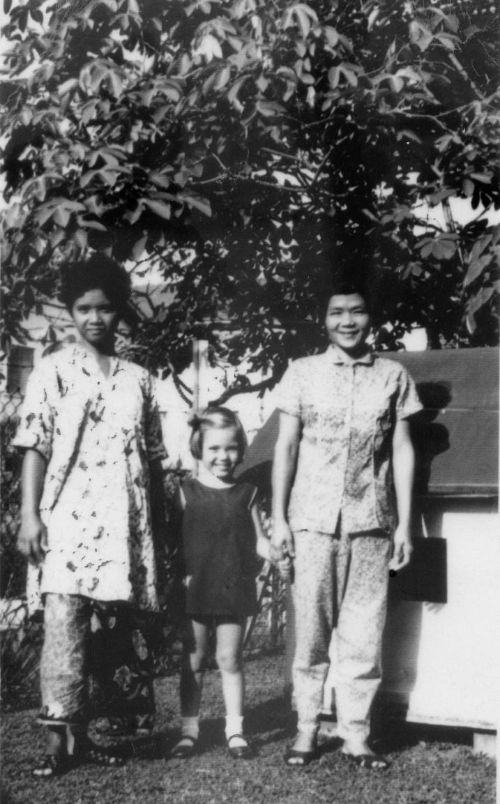 Sarah and our amahs – Rahmania bibti Mansa and Ann Chu