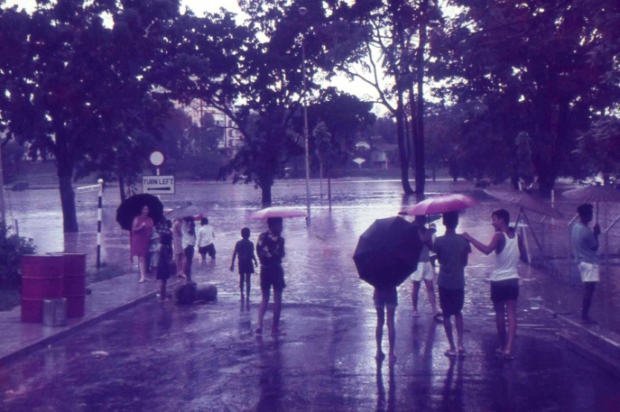 The flooded Bukit Timah at the end of University Road