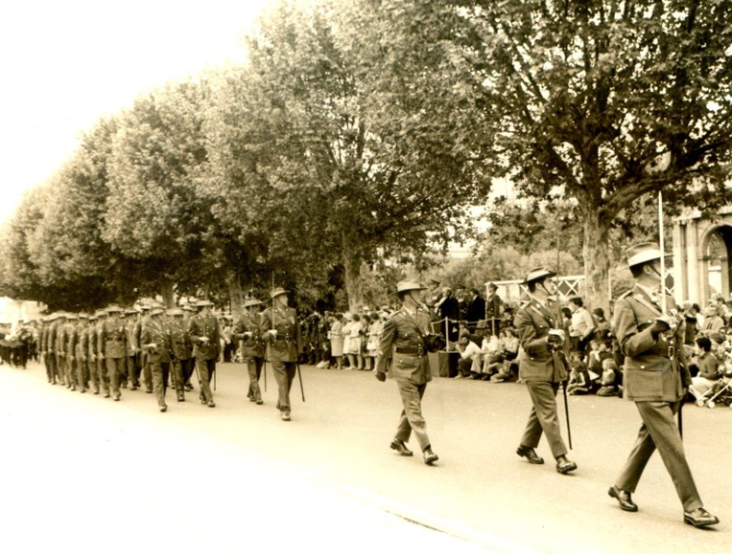 The Regiment marching – CO leading