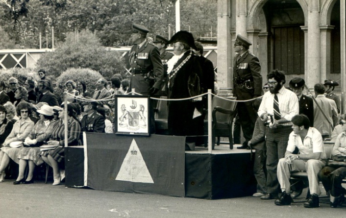 Taking the salute – the Mayor Councillor