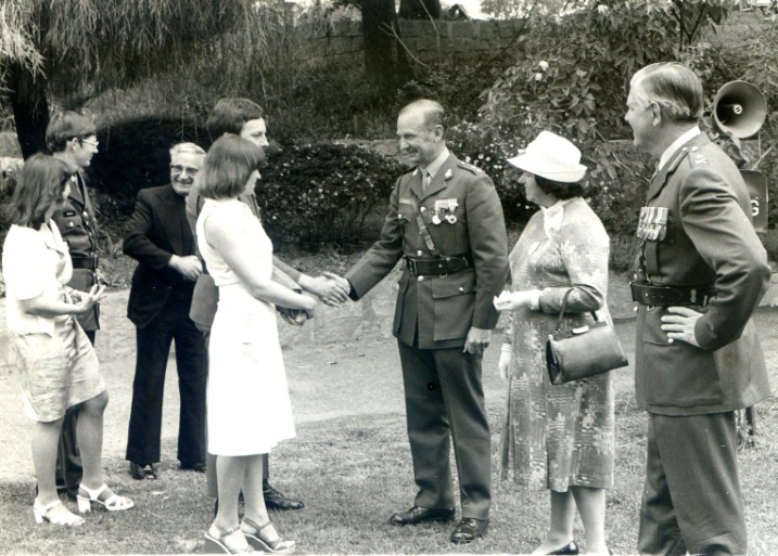 Greeting the Gu ests – CO & Mrs Skitch and Major General Williamson greeting Captain Gary & Mrs Kenney