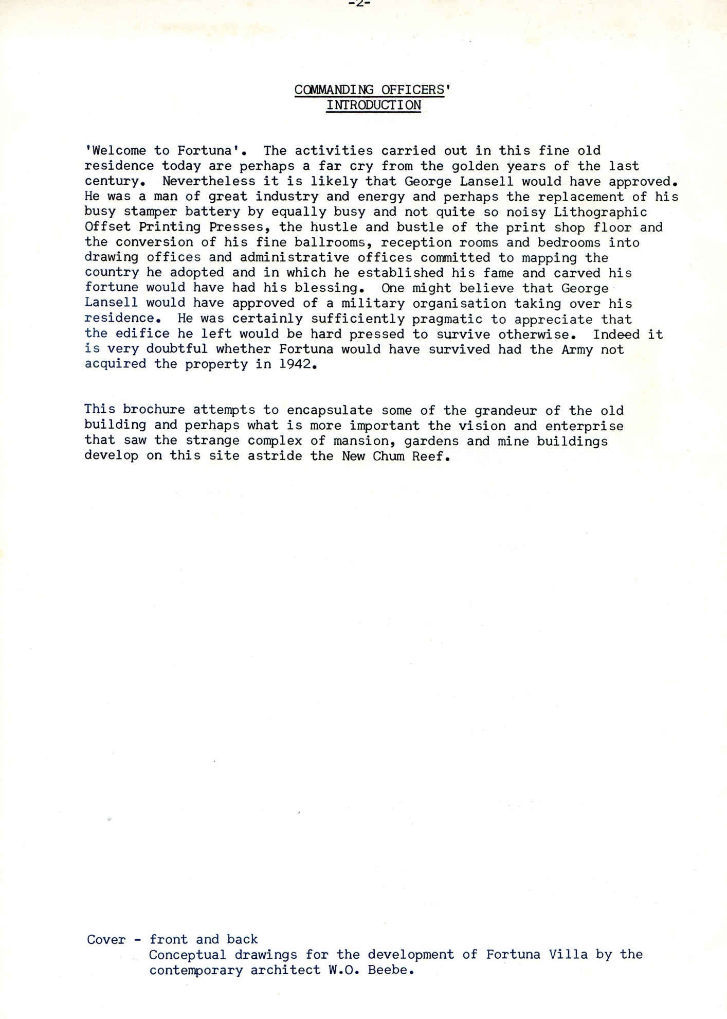 The publication below with the title *‘Lansell’s Fortuna’* was created for the commencement of the regular tours of Fortuna Villa described in the forgoing text (Open Days and their Successor – page 8