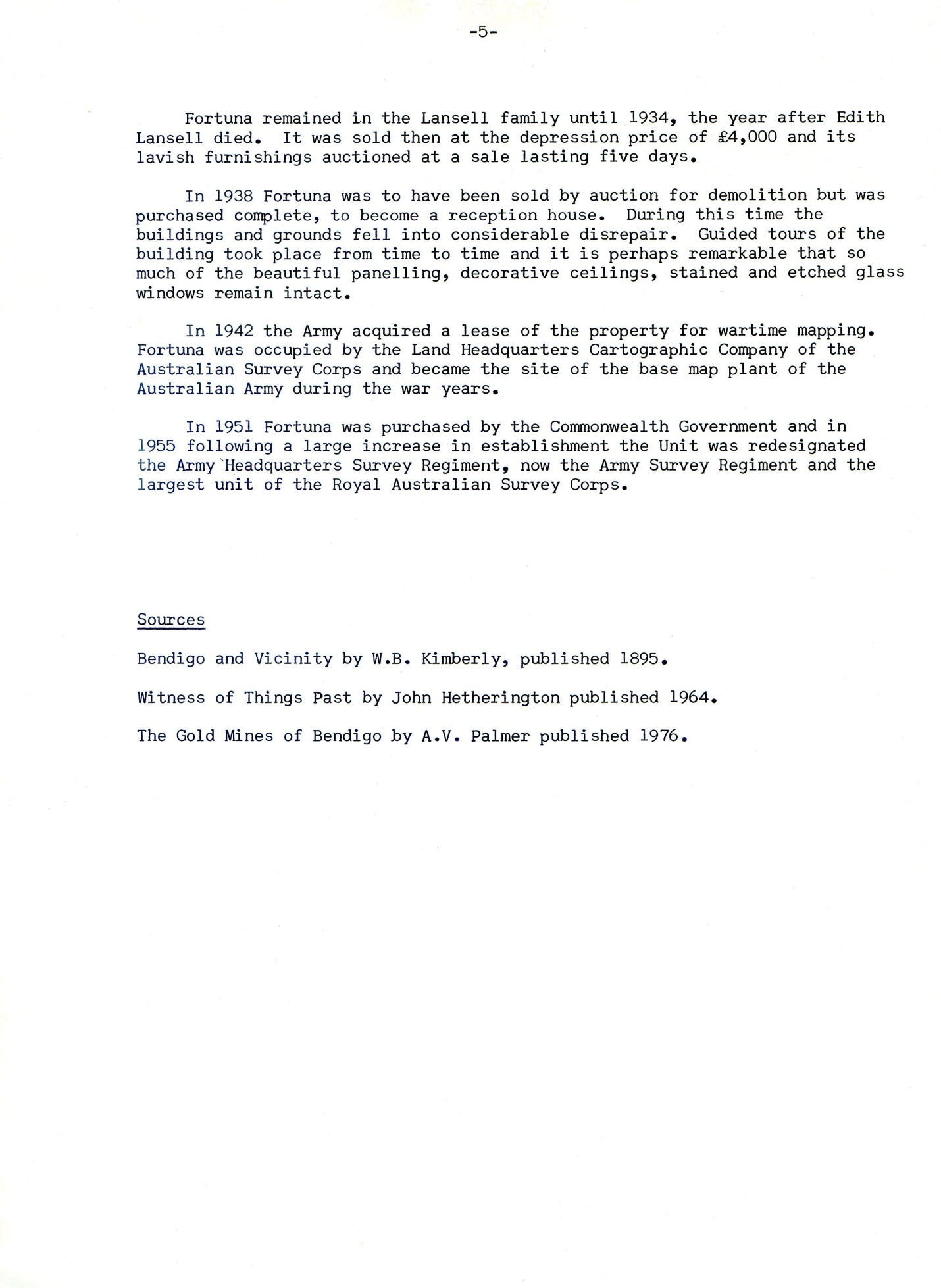 The publication below with the title *‘Lansell’s Fortuna’* was created for the commencement of the regular tours of Fortuna Villa described in the forgoing text (Open Days and their Successor – page 8