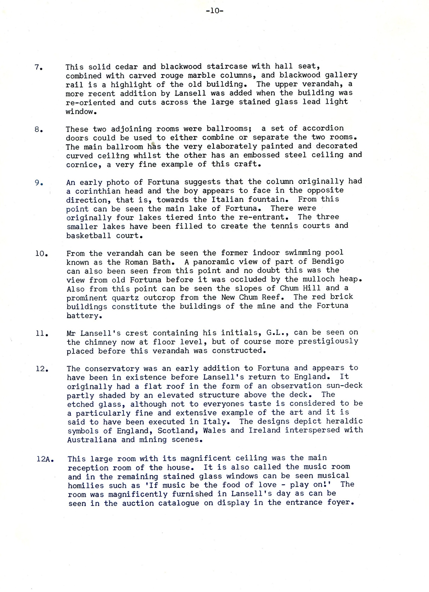 The publication below with the title *‘Lansell’s Fortuna’* was created for the commencement of the regular tours of Fortuna Villa described in the forgoing text (Open Days and their Successor – page 8